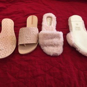 Set of  Fluffy Pink Slippers & Ipanema Sandals
